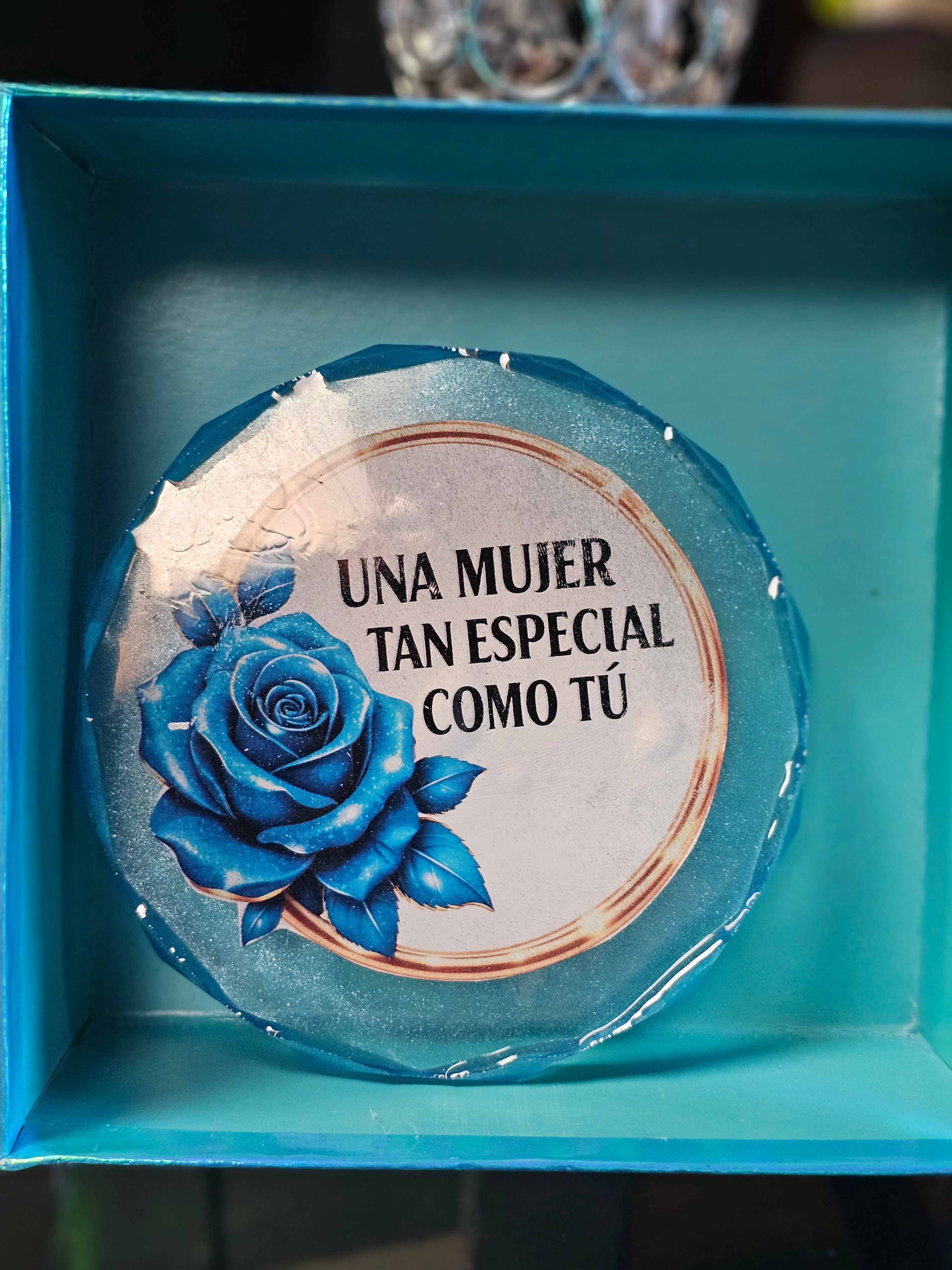 Luxury Resin Rose Coaster with Inspiring Message – Gift Box Included