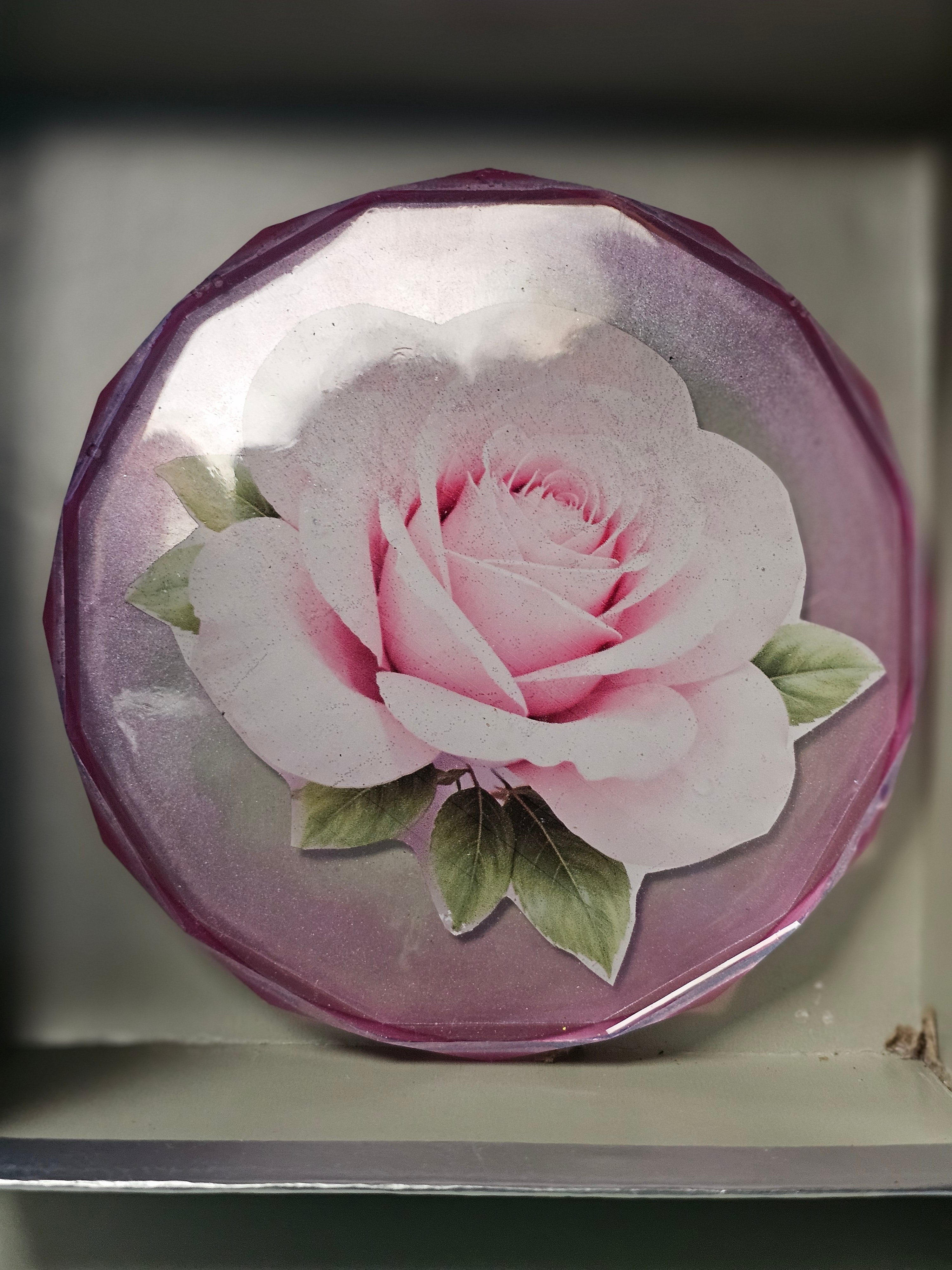 Handcrafted Crystal Rose Resin Coaster – Gift Box Included