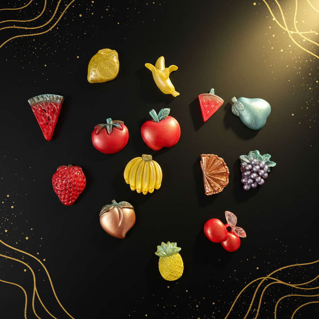 Handmade Resin Fruit Magnets - Set of 5 Assorted
