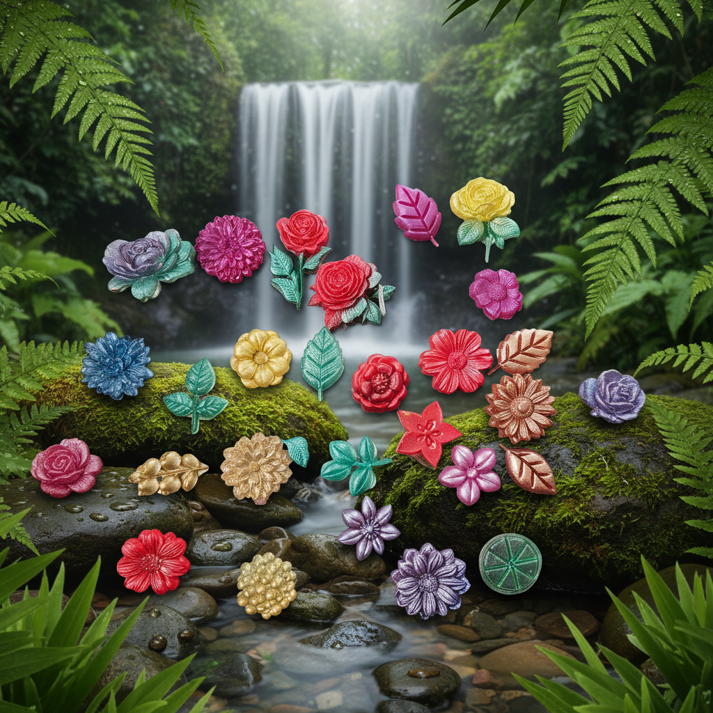 Handmade Resin Flower Magnets - Set of 5 Assorted
