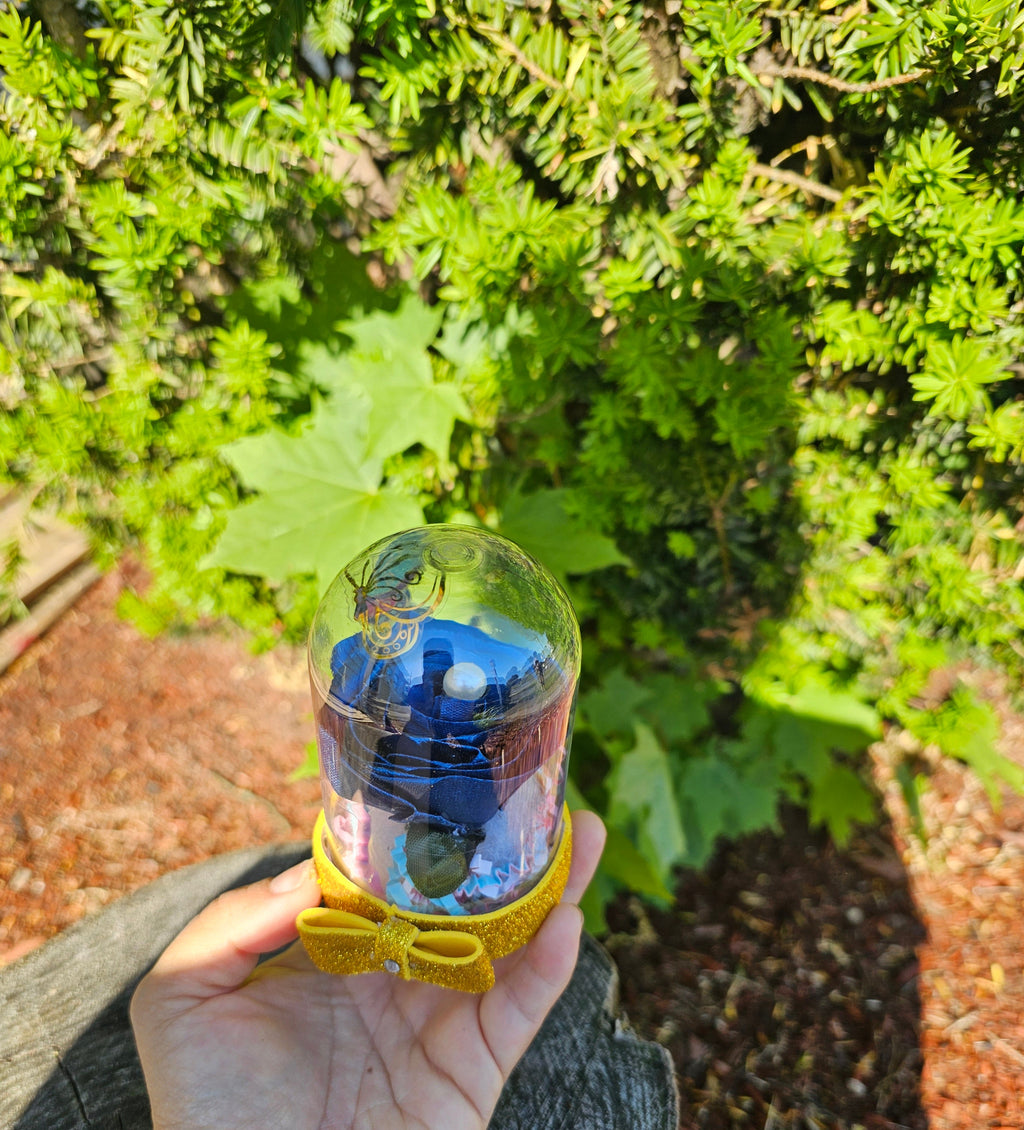 Blue Rose Glass Dome - Handmade Floral Arrangement