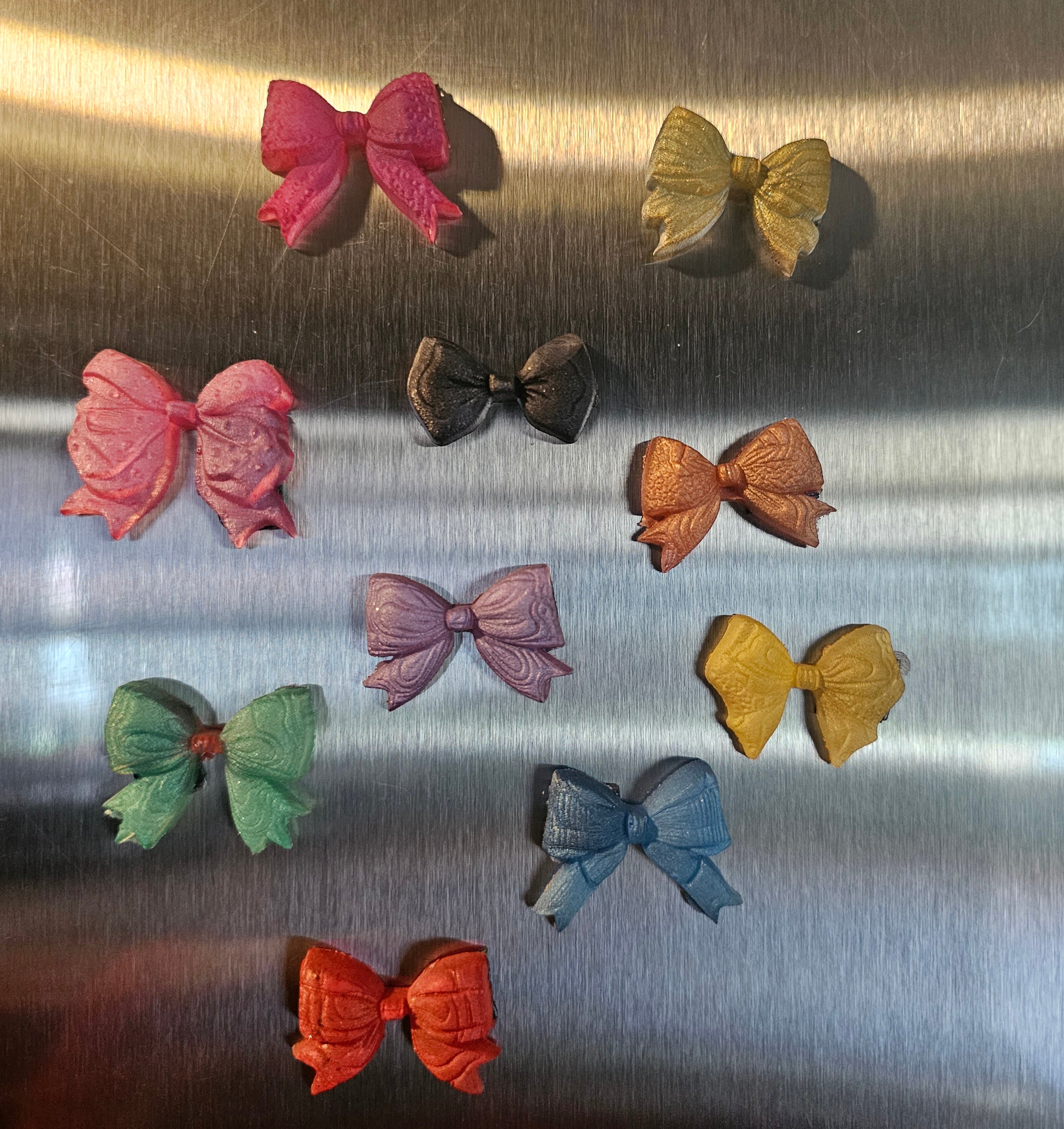 Handmade Resin Bow Magnets - Set of 5 Assorted Colors