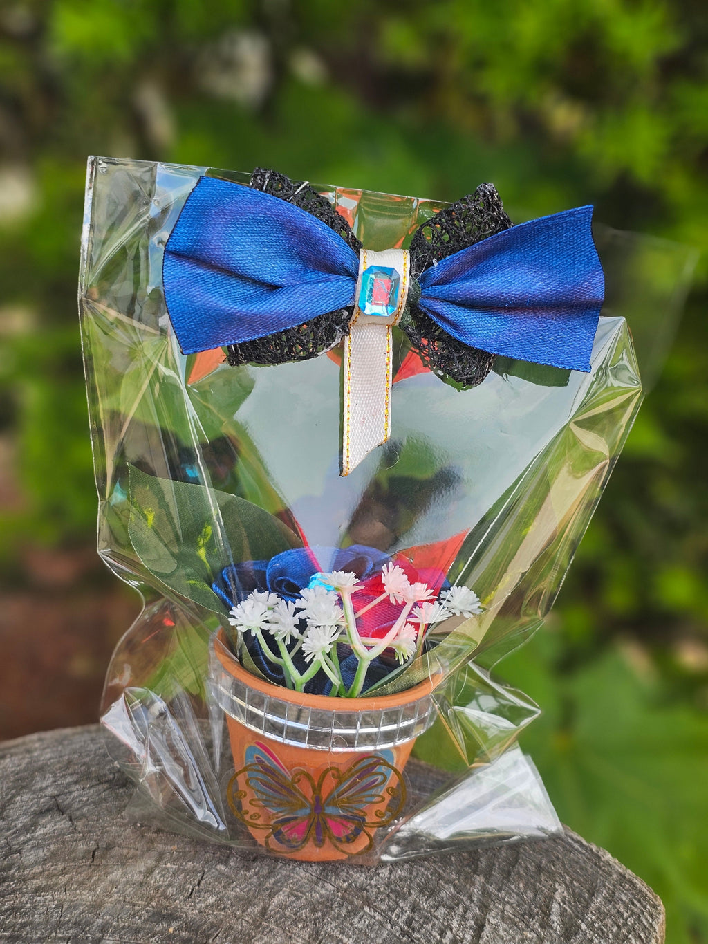 Blue Rose Floral Arrangement with Bow