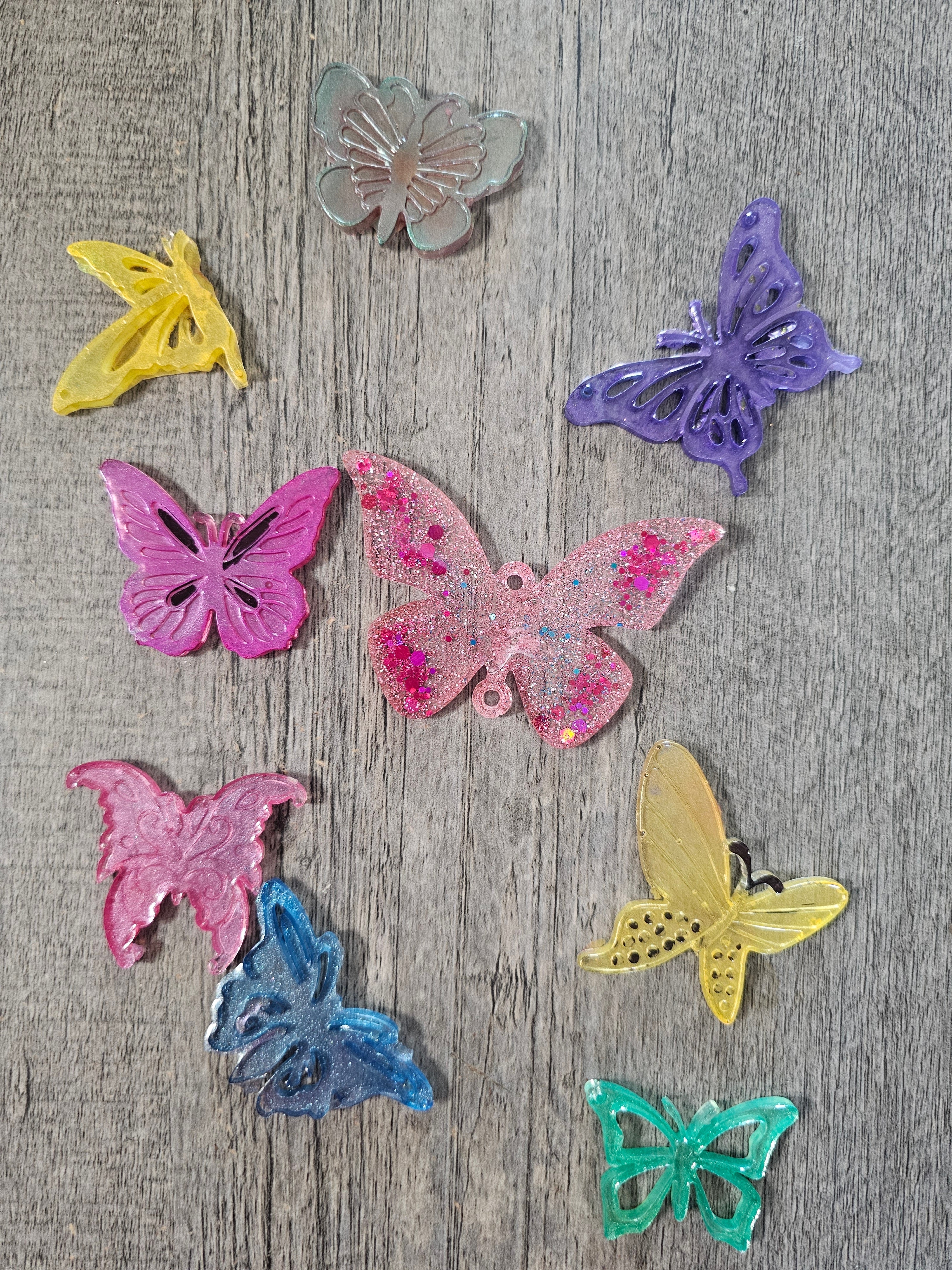 Handmade Resin Butterfly Magnets - Set of 5 Assorted