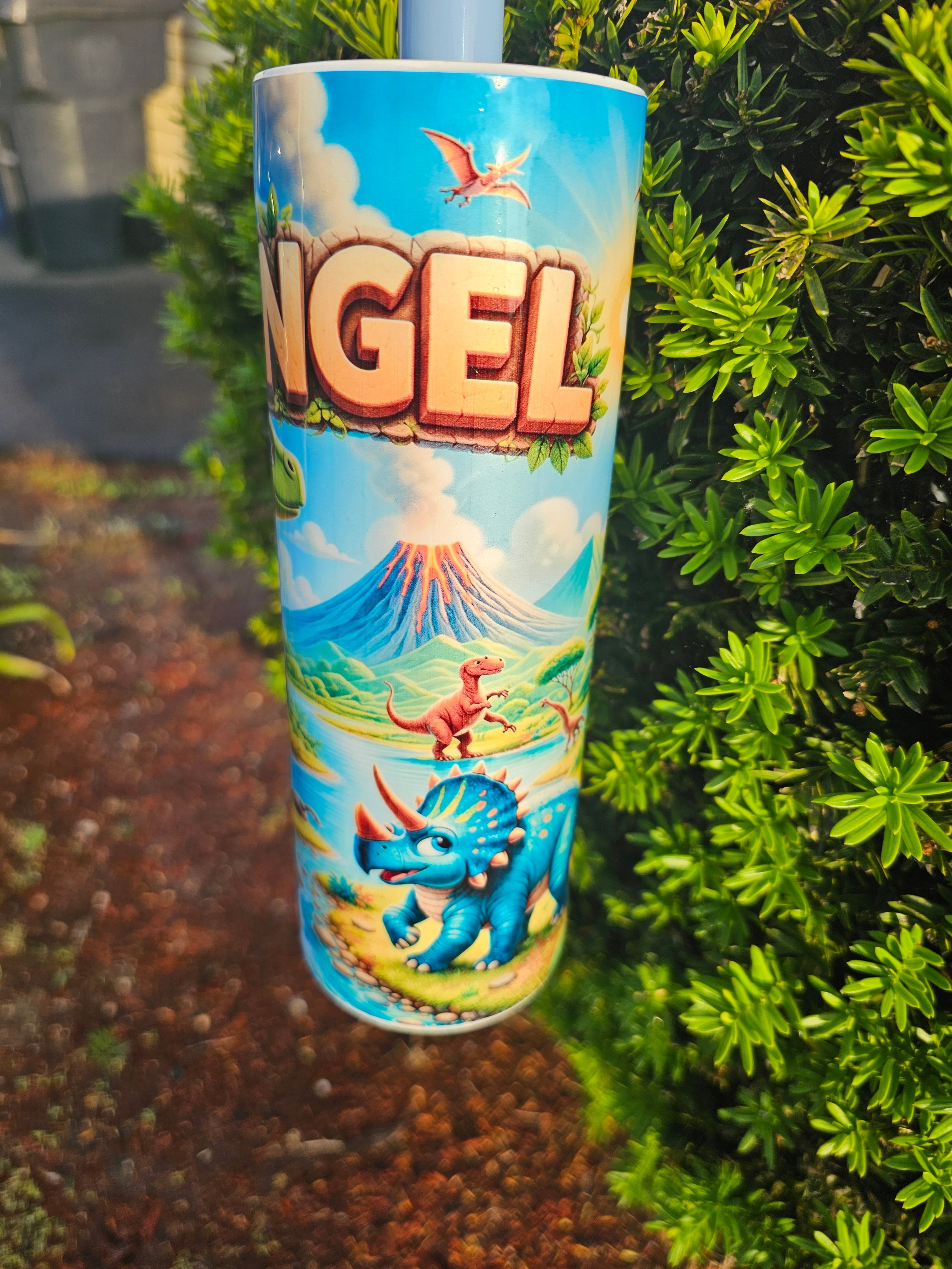 🦖 Personalized Tumbler – Dinosaur Adventure 3D Edition