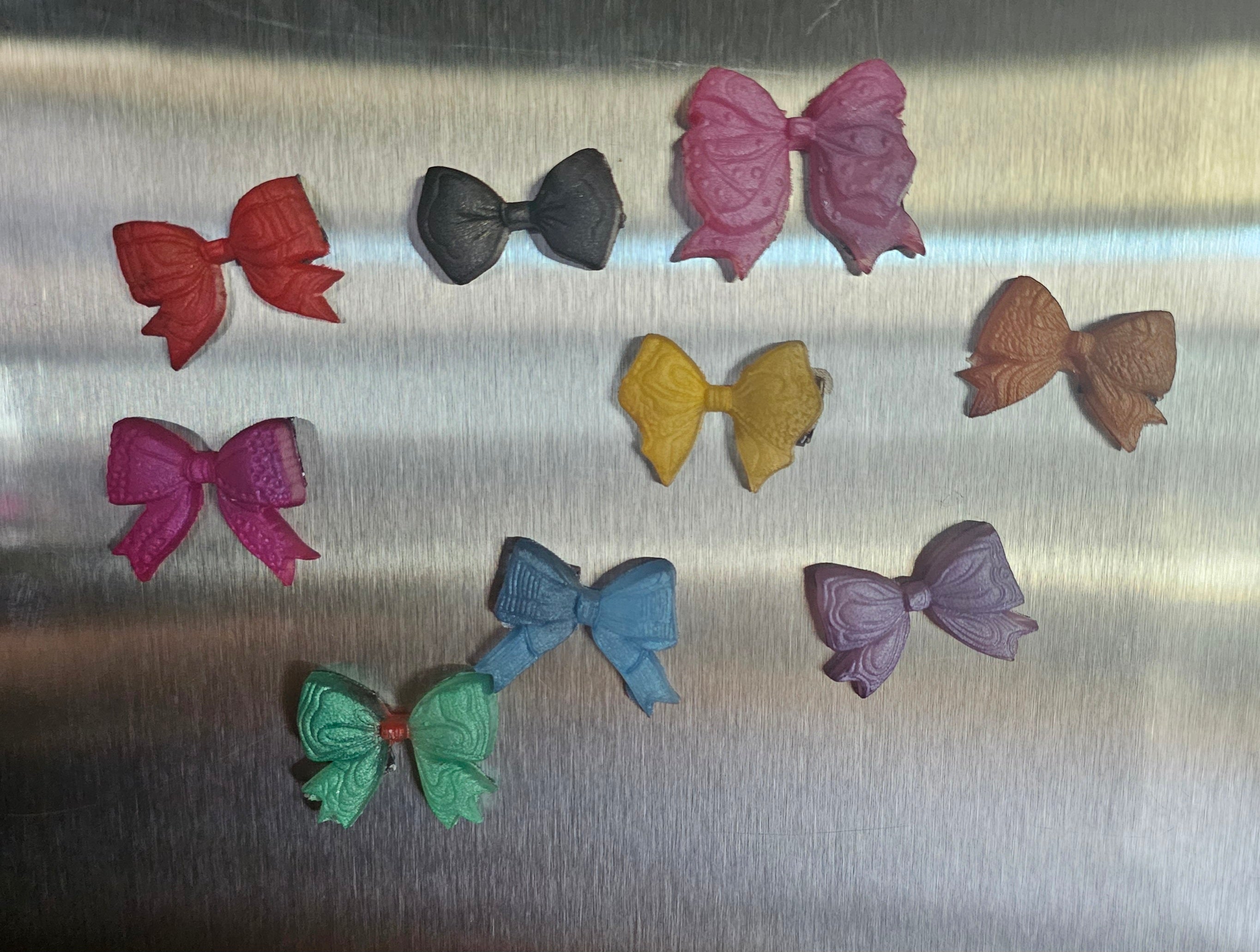 Handmade Resin Bow Magnets - Set of 5 Assorted Colors